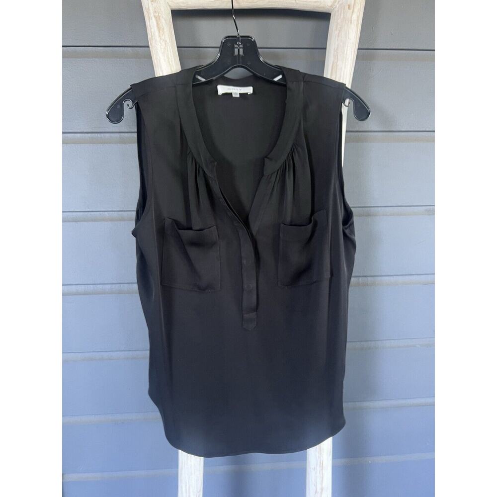 🖤 Milly Black Sleeveless Silk Blouse With Pockets - Size 8 - Medium - Black